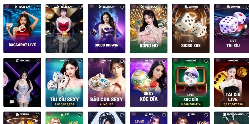 Sảnh Live Casino đa dạng game cược cho bet thủ tham gia
