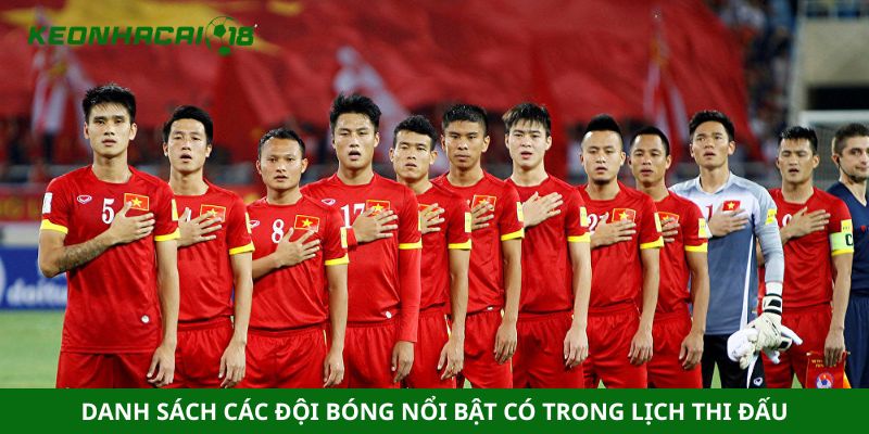 Danh sách các đội bóng nổi bật có trong lịch thi đấu